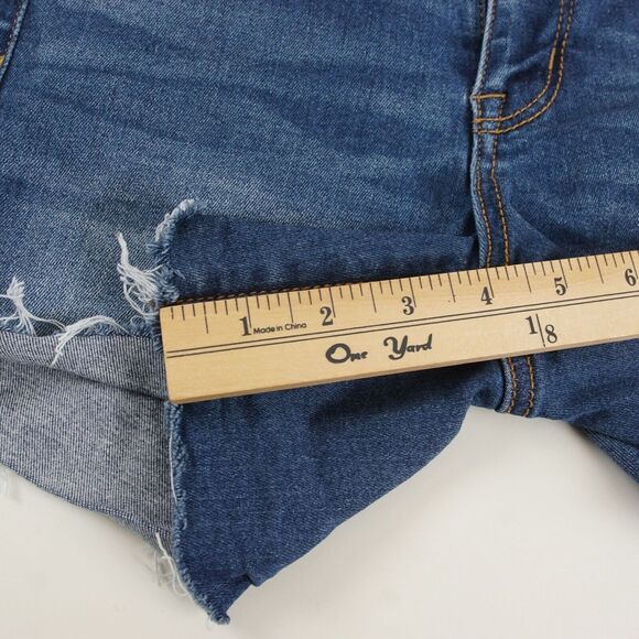 American Eagle Next Level Stretch Hi Rise Shortie Blue Denim Shorts Sz 2 - Picture 6 of 9